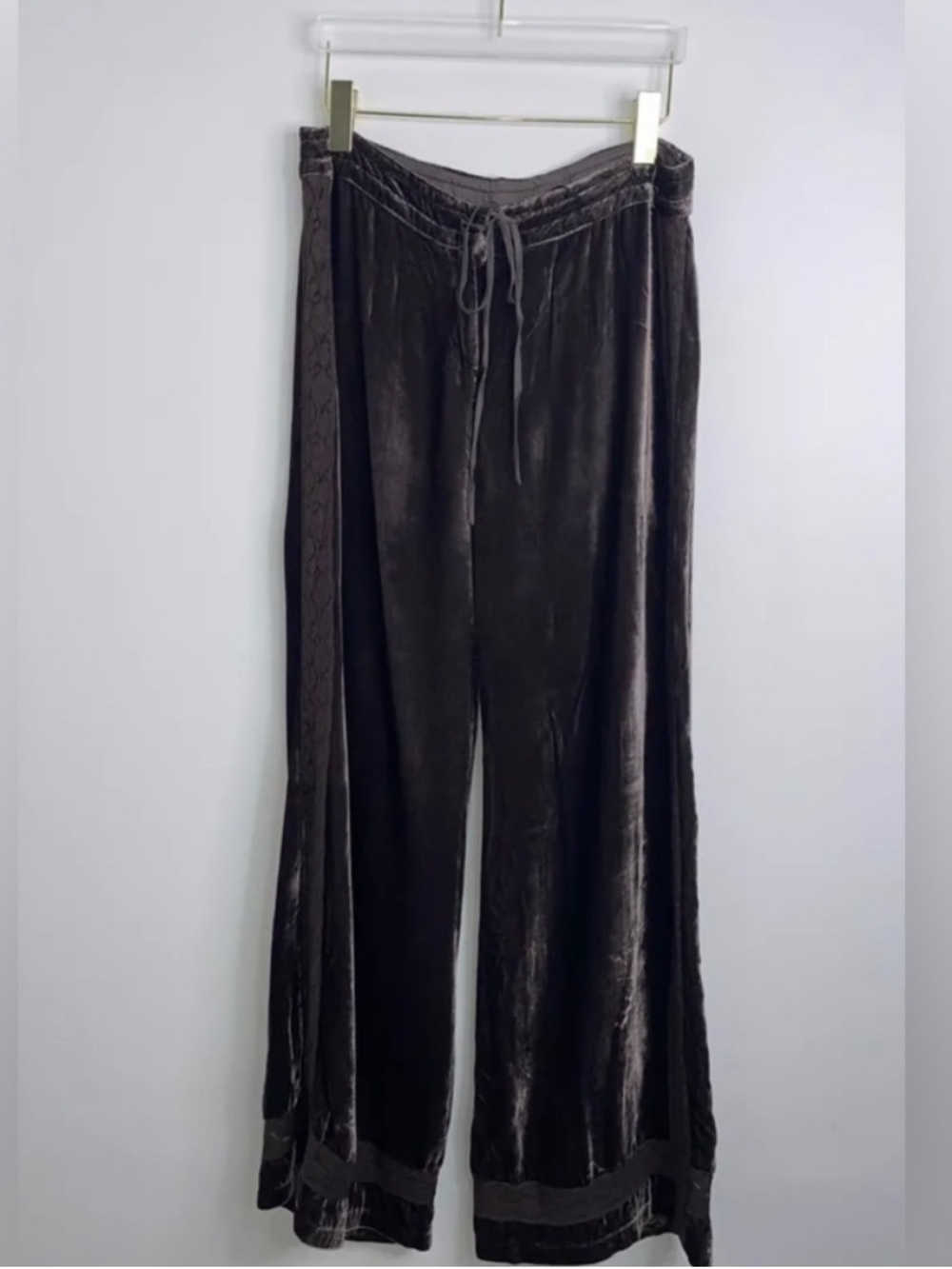 4LoveAndLiberty Velour Velvet Lace Flowy Pants Women’s Sz S Brown NWT